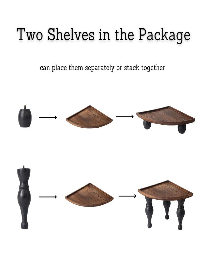 GoFika Small Corner Shelf Stand, 2 Tier Wooden Shelving Unit Black Riser, Vintage Corner Countertop Pedestal Stand Stackable Rack - Image 5